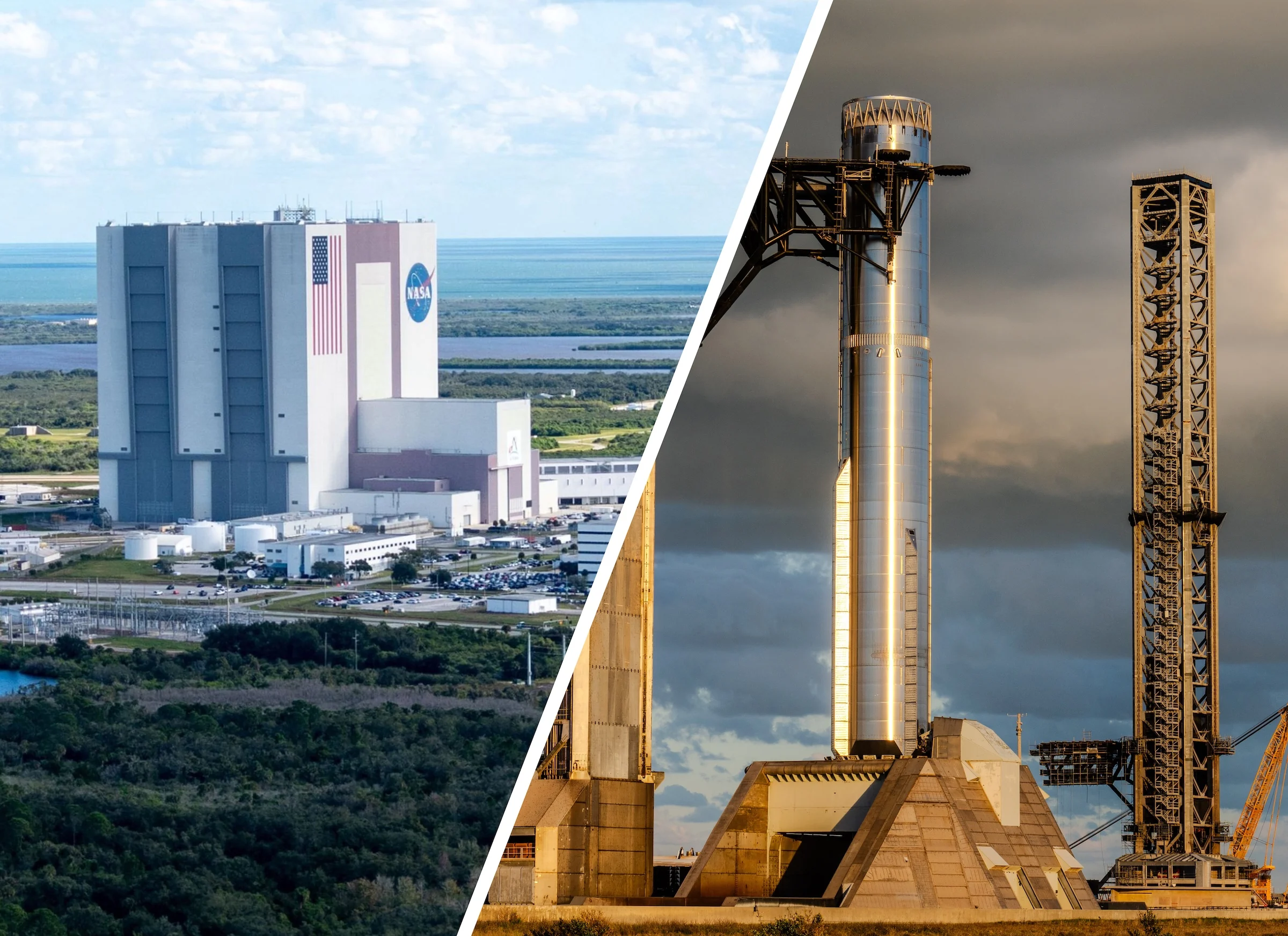 Comparing KSC, Starbase construction timelines to understand the development of Starbase, Louisiana